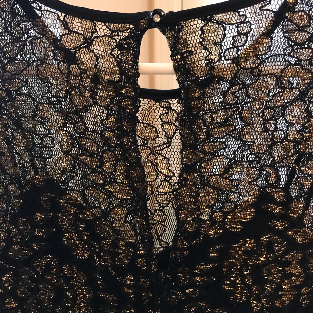 Vintage Black & Gold Cocktail Dress - Picture 5 of 8